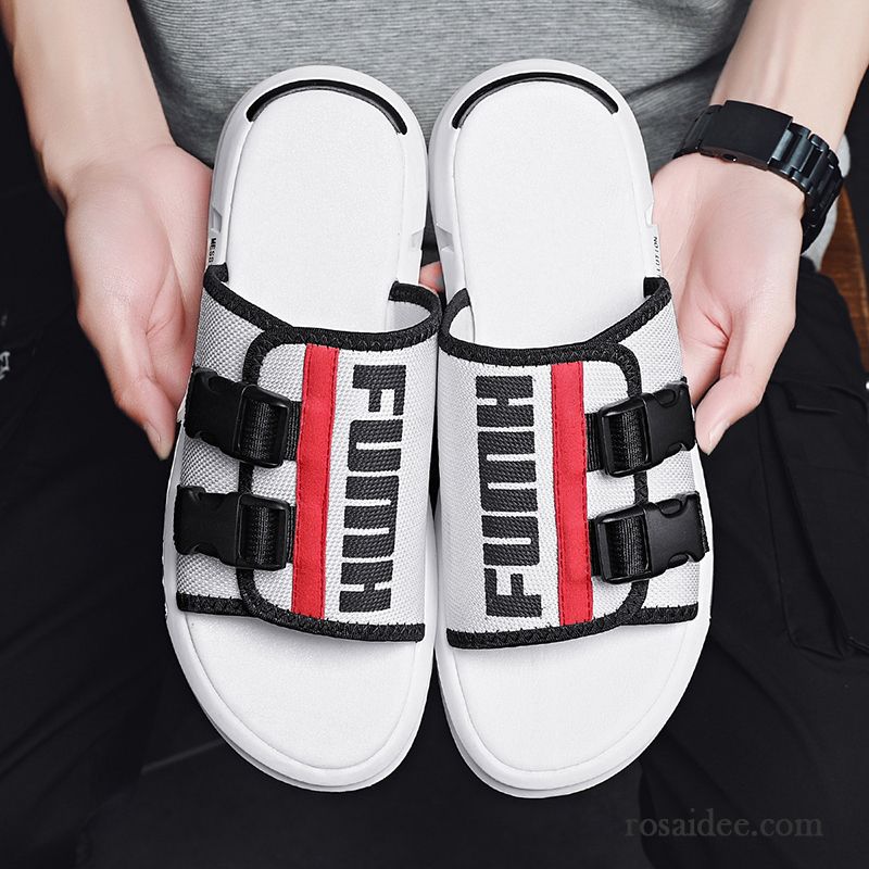 Hausschuhe Herren Sommer Persönlichkeit Trend Sandalen Neue Weiß Rot