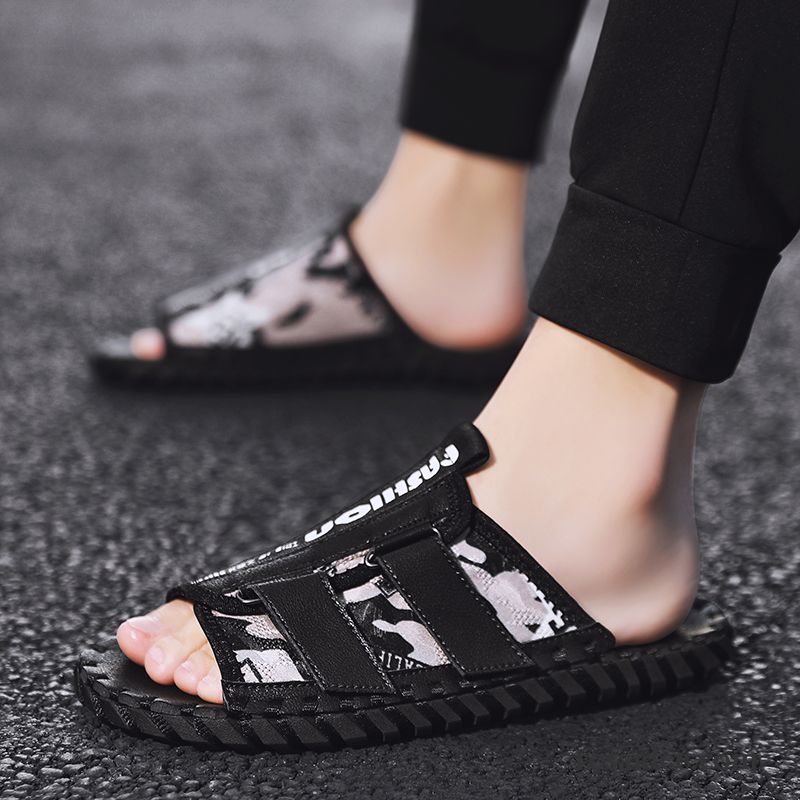 Hausschuhe Herren Sommer Trend Sandalen Persönlichkeit Schwarz Rot