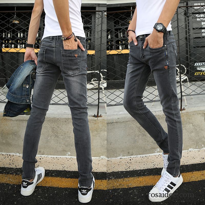 Helle Skinny Jeans Herren Gerade Elastisch Jugend Herbst Schwarz Winter Jeans Lange Dünn Trend Schlank Herren Neu Günstig