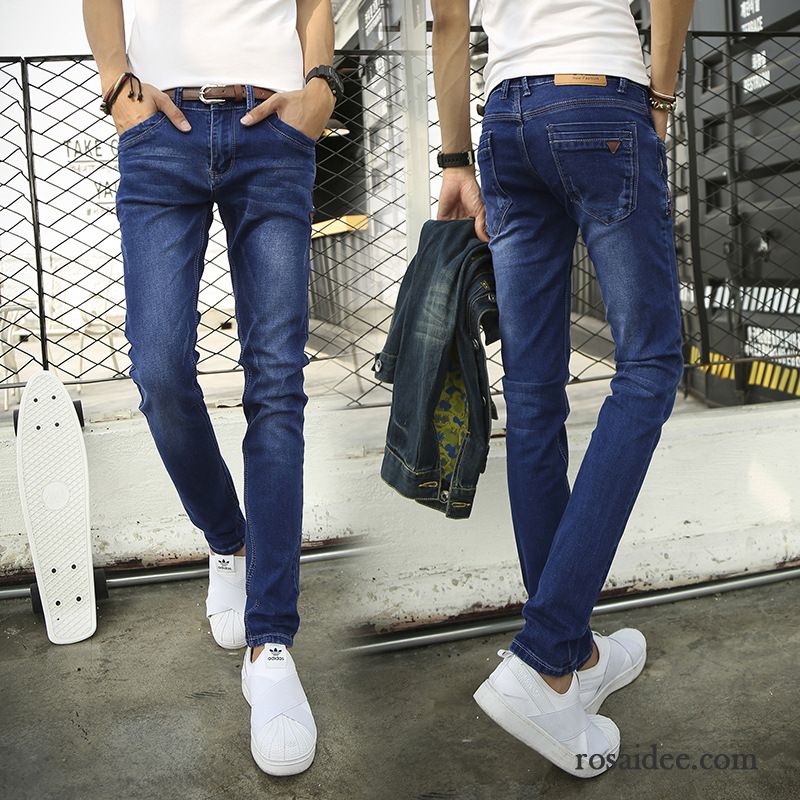 Helle Skinny Jeans Herren Gerade Elastisch Jugend Herbst Schwarz Winter Jeans Lange Dünn Trend Schlank Herren Neu Günstig