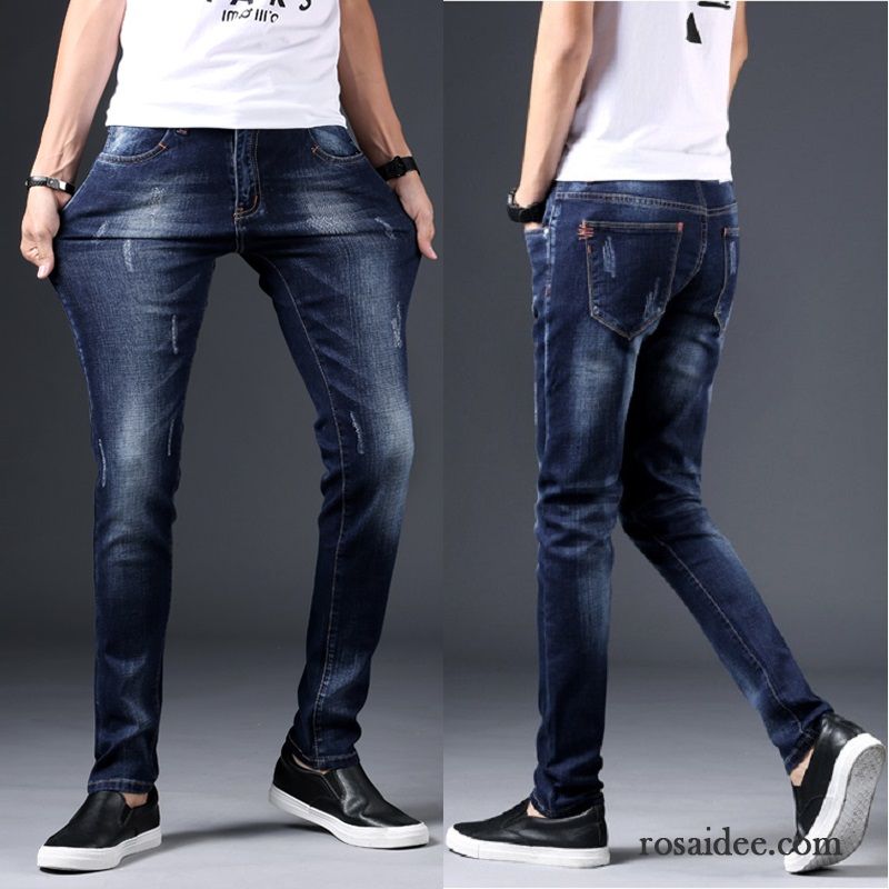 Helle Skinny Jeans Herren Gerade Elastisch Jugend Herbst Schwarz Winter Jeans Lange Dünn Trend Schlank Herren Neu Günstig