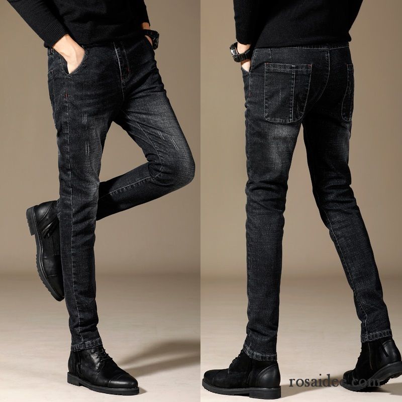 Helle Skinny Jeans Herren Gerade Elastisch Jugend Herbst Schwarz Winter Jeans Lange Dünn Trend Schlank Herren Neu Günstig