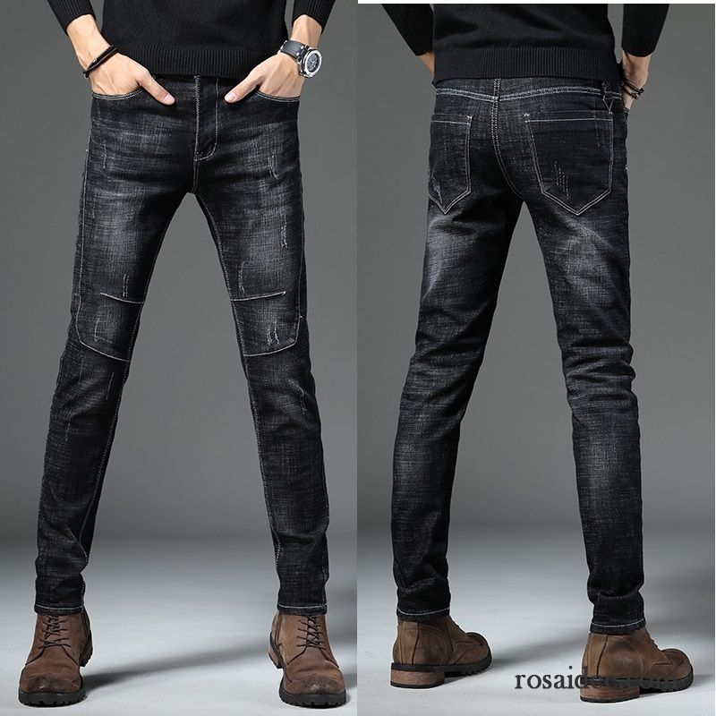 Helle Skinny Jeans Herren Gerade Elastisch Jugend Herbst Schwarz Winter Jeans Lange Dünn Trend Schlank Herren Neu Günstig