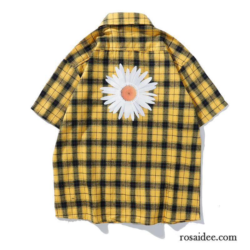 Hemden Herren Blume Trend Retro Lose Kleine Daisy Sommer Rot