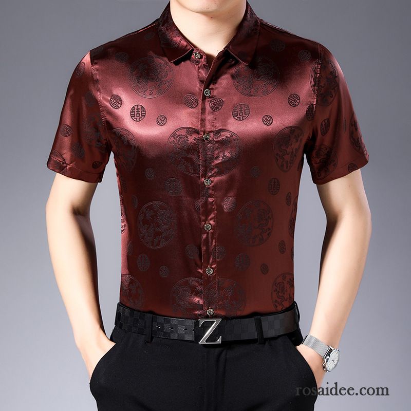 Hemden Herren Große Größe Sommer Muster Mode Chinesischer Stil Freizeit Schwarz
