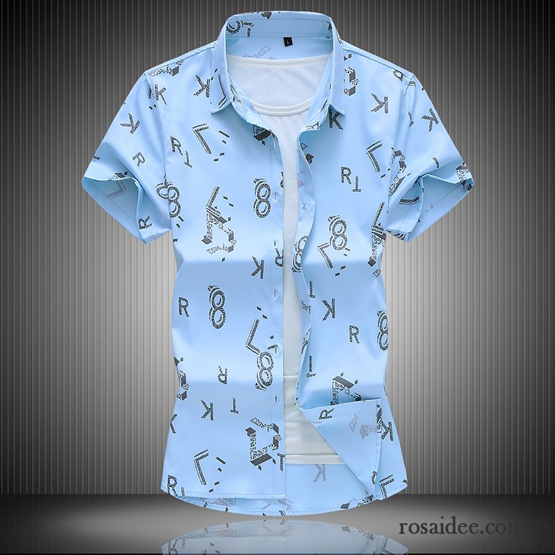 Hemden Herren Outwear Drucken Hülse Große Größe Sommer Allgleiches Schwarz