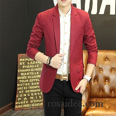 Herren Blazer Beige Dünn Überzieher Herren Anzüg Kostüm Schlank Trend Freizeit Herbst Neu Feder Billig