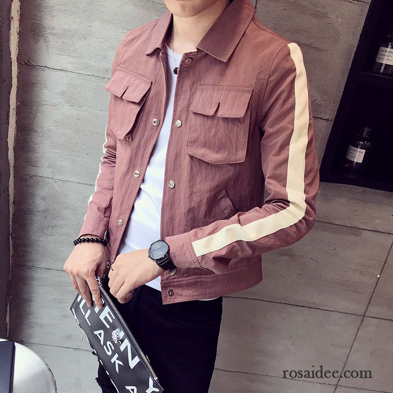 Herren Blouson Beige Herren Neu Jacke Freizeit Feder Trend Herbst Schlank Rote Überzieher Billig