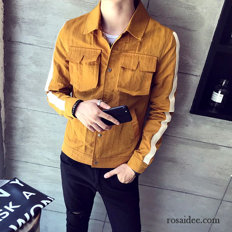 Herren Blouson Beige Herren Neu Jacke Freizeit Feder Trend Herbst Schlank Rote Überzieher Billig