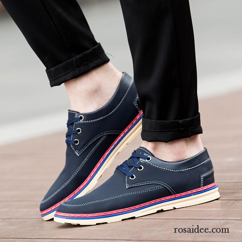 Herren Halbschuhe Schwarz Schuhe Lederschue Herbst Sommer Atmungsaktiv Segeltuch Casual England Schnürung Trend Herren Skaterschuhe Günstig