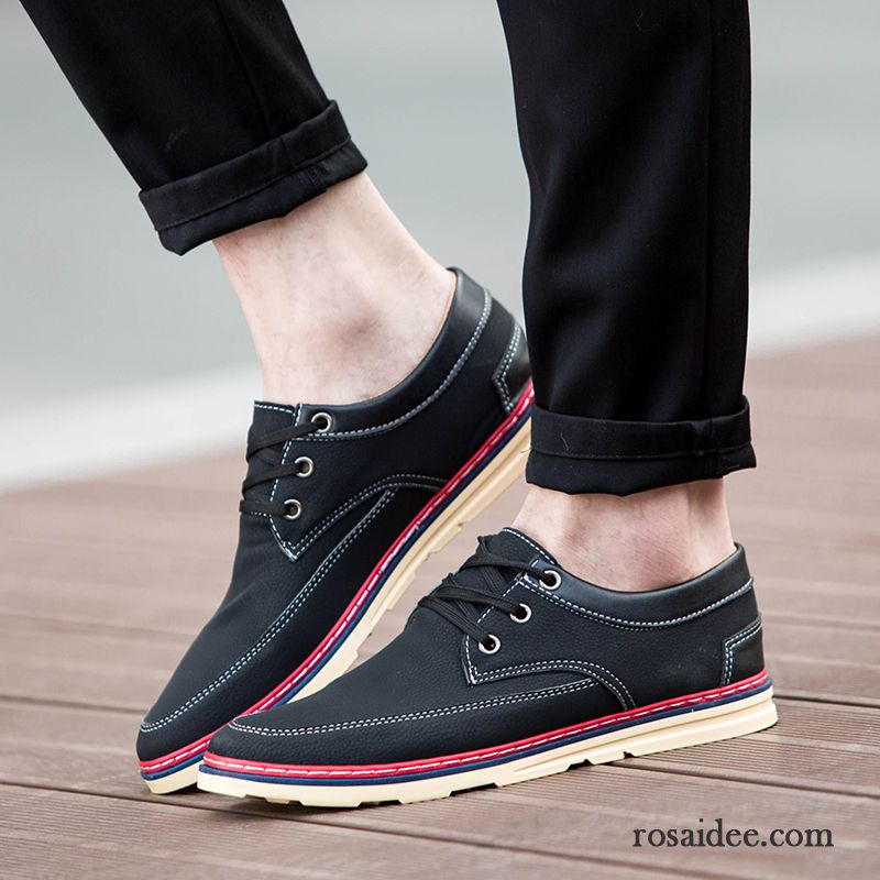 Herren Halbschuhe Schwarz Schuhe Lederschue Herbst Sommer Atmungsaktiv Segeltuch Casual England Schnürung Trend Herren Skaterschuhe Günstig