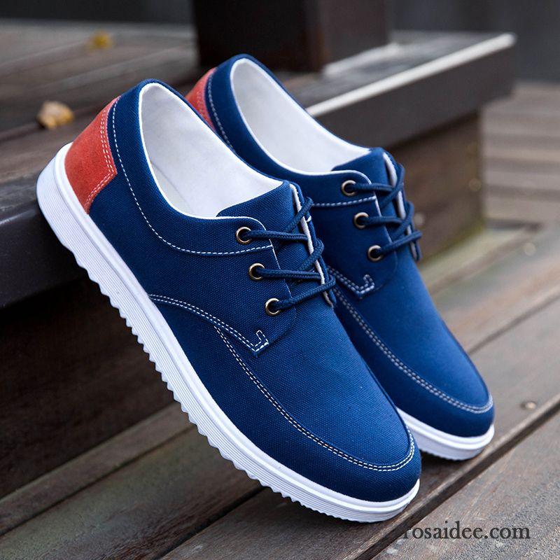 Herren Halbschuhe Schwarz Schuhe Lederschue Herbst Sommer Atmungsaktiv Segeltuch Casual England Schnürung Trend Herren Skaterschuhe Günstig