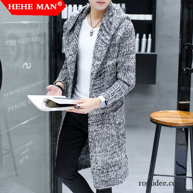 Herren Kurzmäntel Winter Strickjacke Trend Strickwaren Überzieher Langer Abschnitt Herren Mantel Rote Herbst Pullover Lange Ärmel Schlank Billig