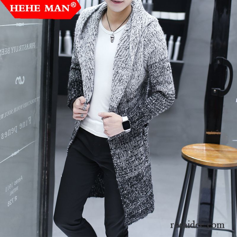 Herren Kurzmäntel Winter Strickjacke Trend Strickwaren Überzieher Langer Abschnitt Herren Mantel Rote Herbst Pullover Lange Ärmel Schlank Billig