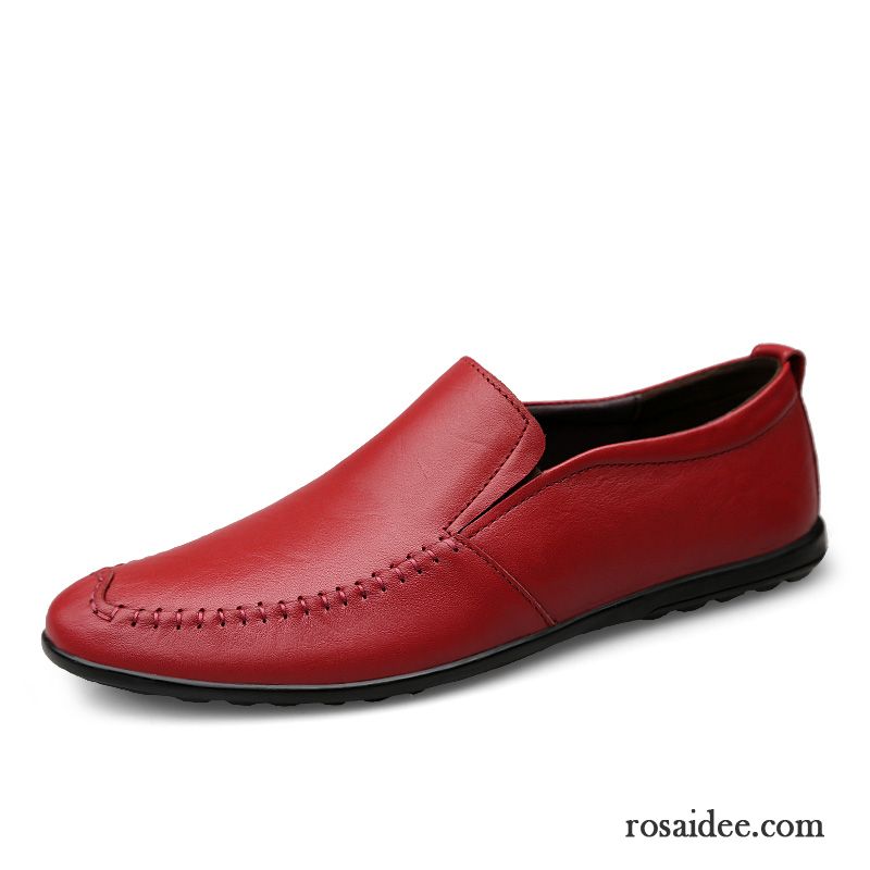 Herren Schnürschuhe Braun Echtleder Herren Atmungsaktiv Lederschue Rot Schuhe Allgleiches England Casual Herbst Trend Verkaufen