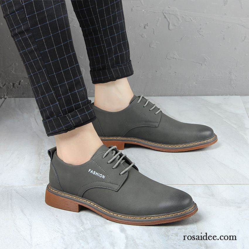 Herren Schuhe Schwarz Casual Erhöht Trend Herbst Schuhe Schwarz Herren Lederschue England Geschäft Verkaufen