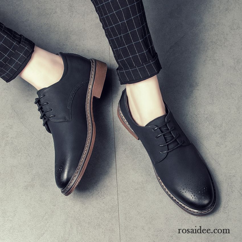 Herren Schuhe Schwarz Casual Erhöht Trend Herbst Schuhe Schwarz Herren Lederschue England Geschäft Verkaufen