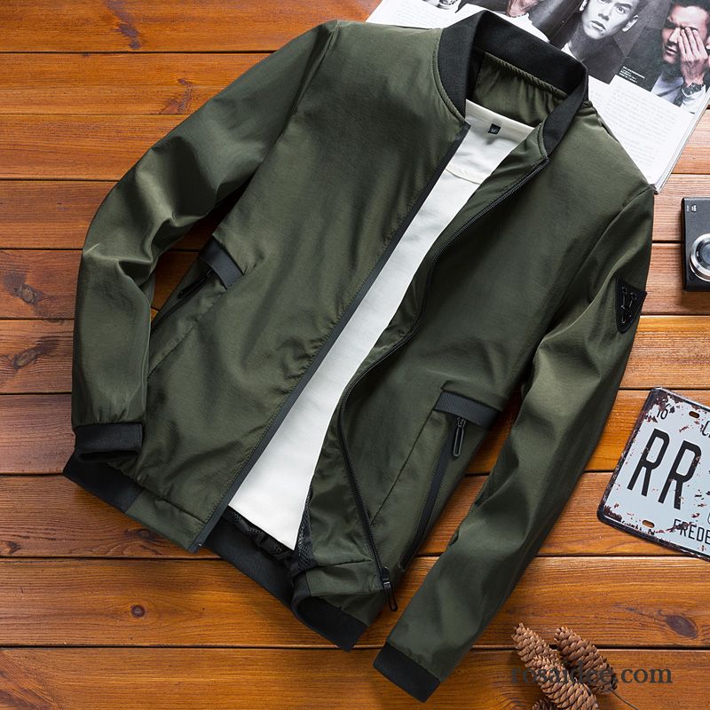 Herren Sommer Blouson Dünn Herbst Neu Jacke Überzieher Schlank Feder Herren Grau Freizeit Trend Verkaufen