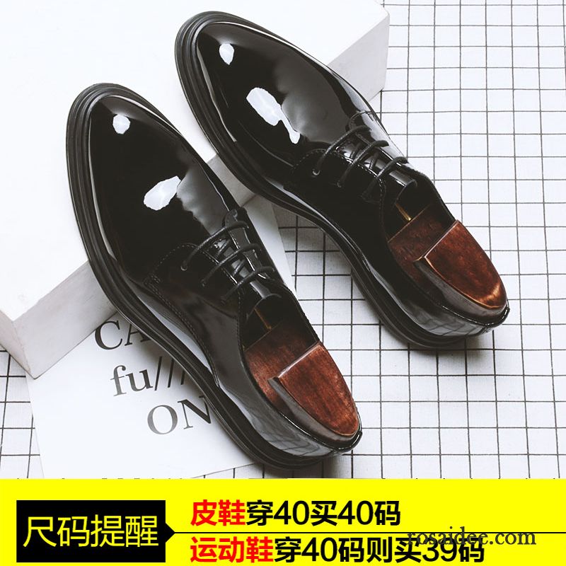 Herren Sommerschuhe Lederschue Lackleder Casual Herbst Schwarz Herren Spitze Geschäft Trend Echtleder Schuhe England Günstig