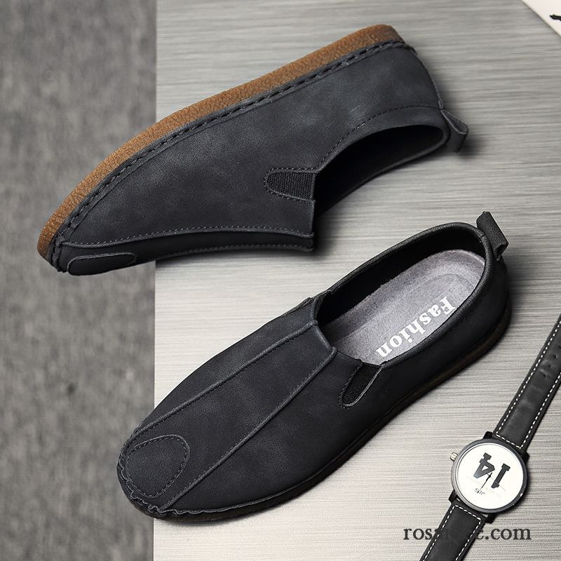 Herrenschuhe Mit Absatz Herren Echtleder England Trend Lederschue Allgleiches Schuhe Schwarz Faul Neue Herbst Casual Verkaufen