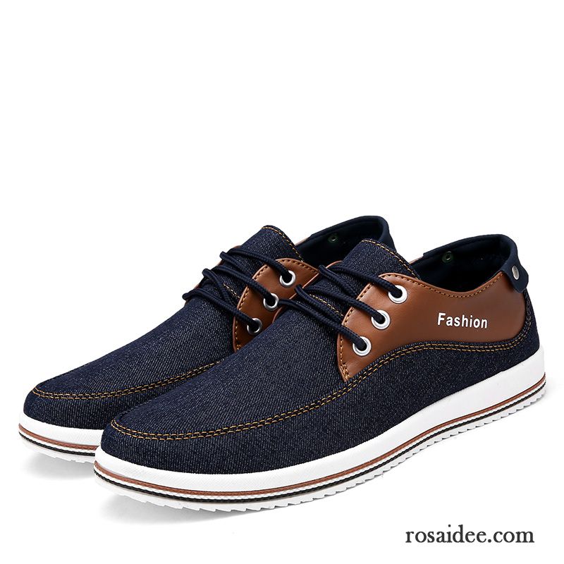 Herrenschuhe Sportlich Trend Skaterschuhe Schüler Atmungsaktiv Feder Denim Casual Schnürung Espadrille Herren Große Größe Billig