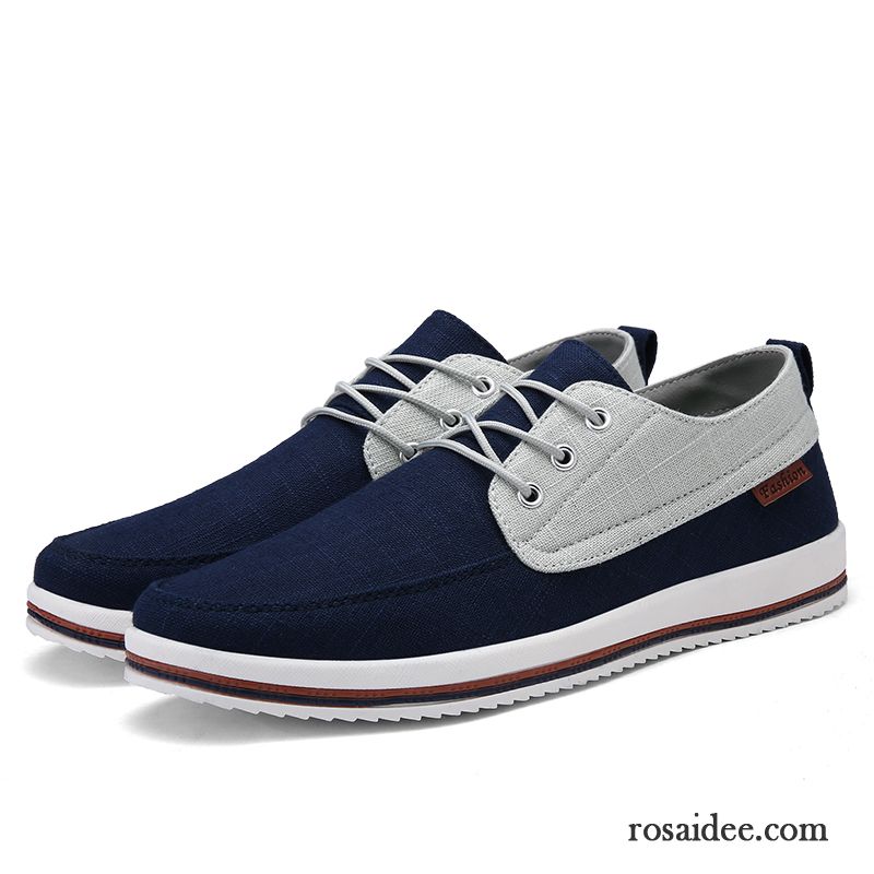 Herrenschuhe Sportlich Trend Skaterschuhe Schüler Atmungsaktiv Feder Denim Casual Schnürung Espadrille Herren Große Größe Billig