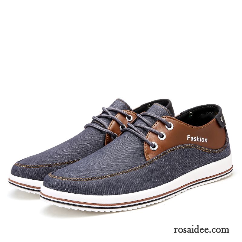 Herrenschuhe Sportlich Trend Skaterschuhe Schüler Atmungsaktiv Feder Denim Casual Schnürung Espadrille Herren Große Größe Billig