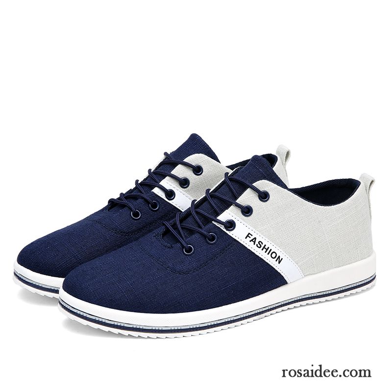 Herrenschuhe Sportlich Trend Skaterschuhe Schüler Atmungsaktiv Feder Denim Casual Schnürung Espadrille Herren Große Größe Billig