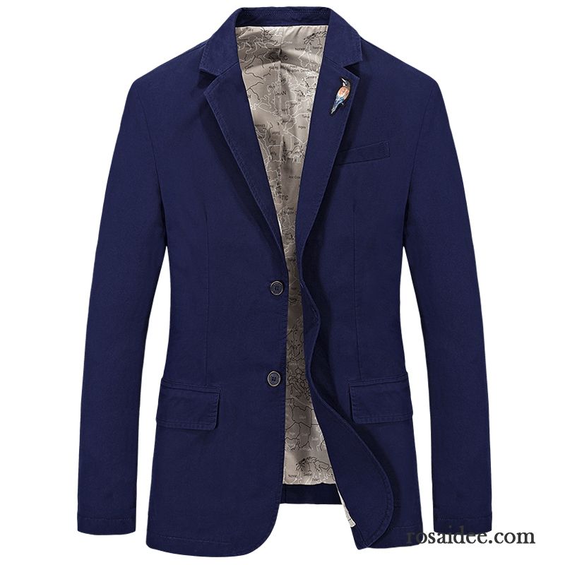 Hochzeitsblazer Blau Feder Anzüg Große Größe Überzieher Herren Herbst Freizeit Rein Lose Blazer Baumwolle Kostüm Jugend Kaufen