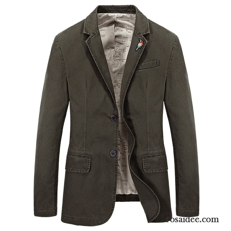 Hochzeitsblazer Blau Feder Anzüg Große Größe Überzieher Herren Herbst Freizeit Rein Lose Blazer Baumwolle Kostüm Jugend Kaufen