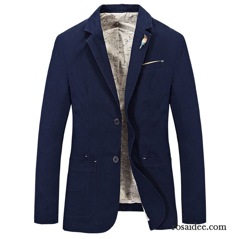 Hochzeitsblazer Blau Feder Anzüg Große Größe Überzieher Herren Herbst Freizeit Rein Lose Blazer Baumwolle Kostüm Jugend Kaufen