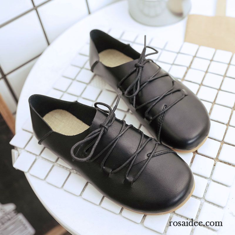 Hochzeitsschuhe Damen Schwarz Lederschuhe Schüler Retro Damen Schnürschuhe Allgleiches Flache Schuhe Oxford