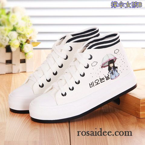 Hohe Mode Schuhe Damen Herbst Dicke Sohle Tuch Schuhe Flache Schüler Plateauschuhe Damen Skaterschuhe Feder Langschaft Casual Günstig