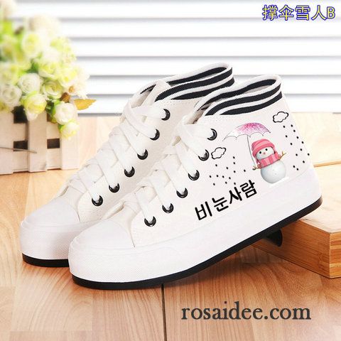 Hohe Mode Schuhe Damen Herbst Dicke Sohle Tuch Schuhe Flache Schüler Plateauschuhe Damen Skaterschuhe Feder Langschaft Casual Günstig