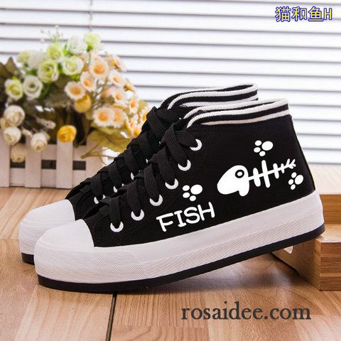 Hohe Mode Schuhe Damen Herbst Dicke Sohle Tuch Schuhe Flache Schüler Plateauschuhe Damen Skaterschuhe Feder Langschaft Casual Günstig