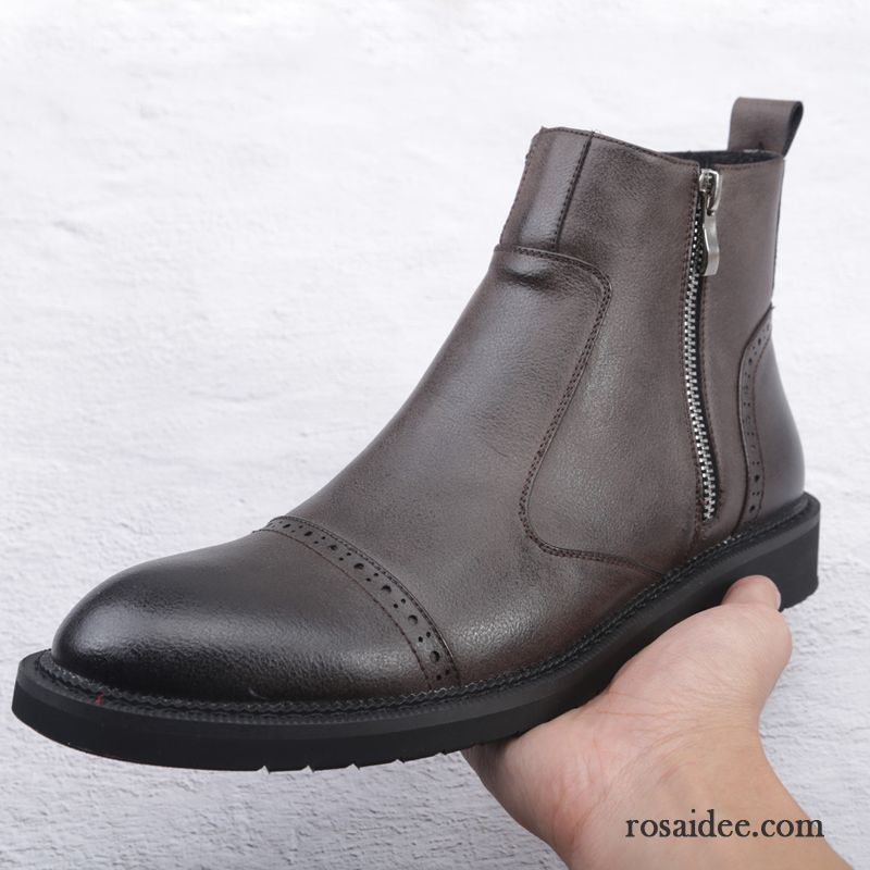 Hohe Schnürstiefel Herren Kurze Stiefel Spitze Reißverschluss Trend Retro Herren Mode England Neue Casual Martin Stiehlt Verkaufen