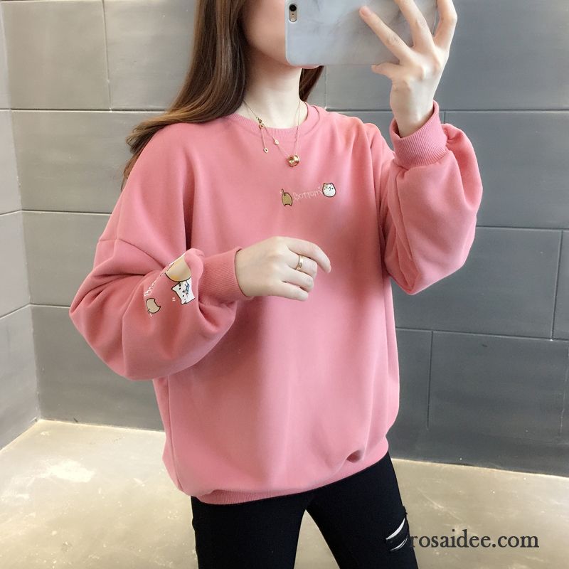 Hoodie Damen Feder Lose Überzieher Trend Mantel Hoodies Rosa