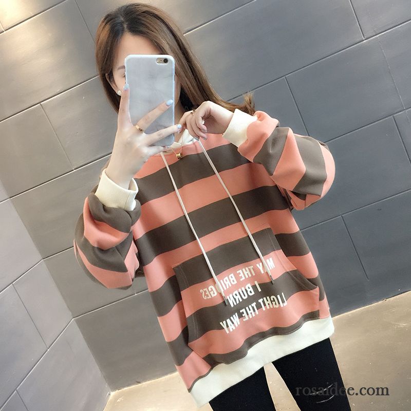 Hoodie Damen Feder Trend Lose Hoodies Dünn Überzieher Orange