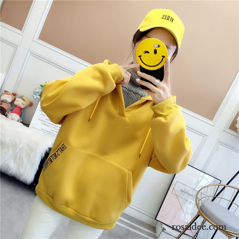 Hoodie Damen Herbst Neu Trend Schüler Verdickung Hoodies Gelb