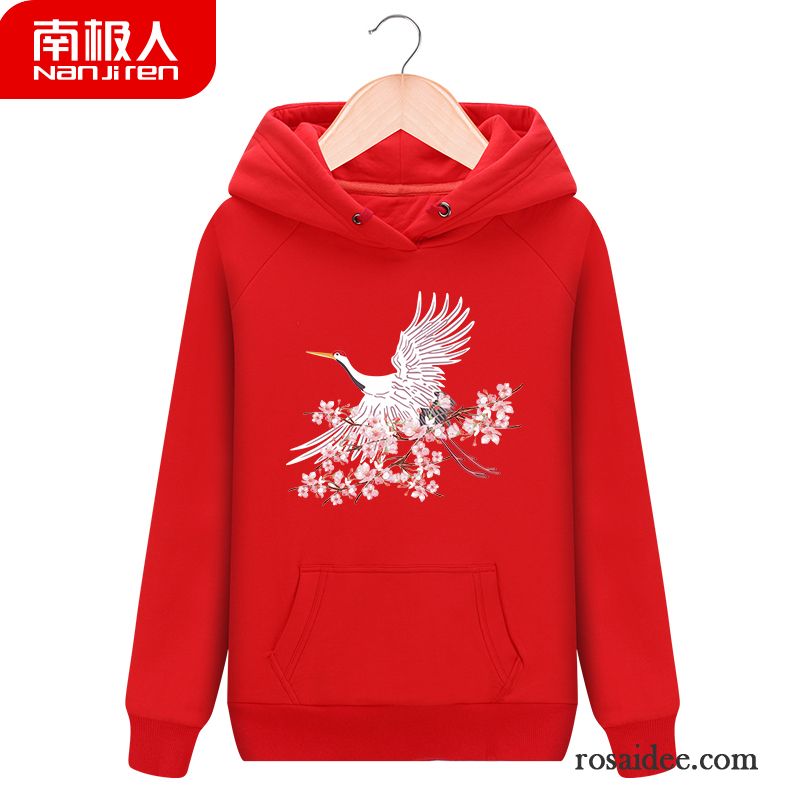 Hoodie Damen Hoodies Dünn Lange Ärmel Lose Ultra Herbst Rot