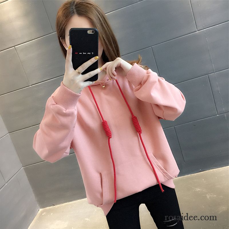 Hoodie Damen Hoodies Überzieher Neu Mantel Trend Dünn Orange Rot