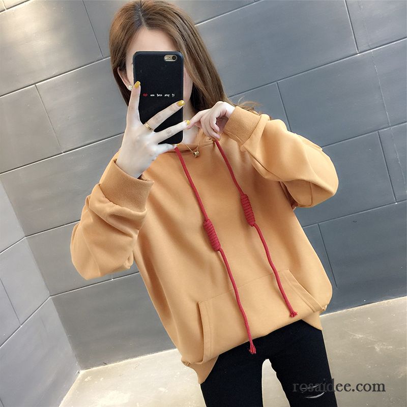 Hoodie Damen Hoodies Überzieher Neu Mantel Trend Dünn Orange Rot