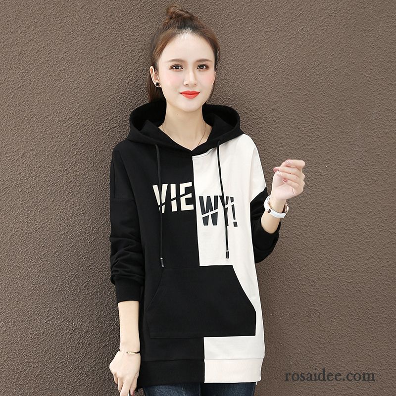 Hoodie Damen Mantel Feder Mit Kapuze Langer Abschnitt Lose Trend Grün