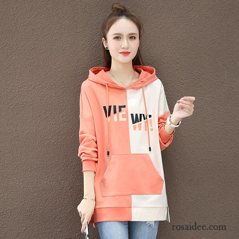 Hoodie Damen Mantel Feder Mit Kapuze Langer Abschnitt Lose Trend Grün