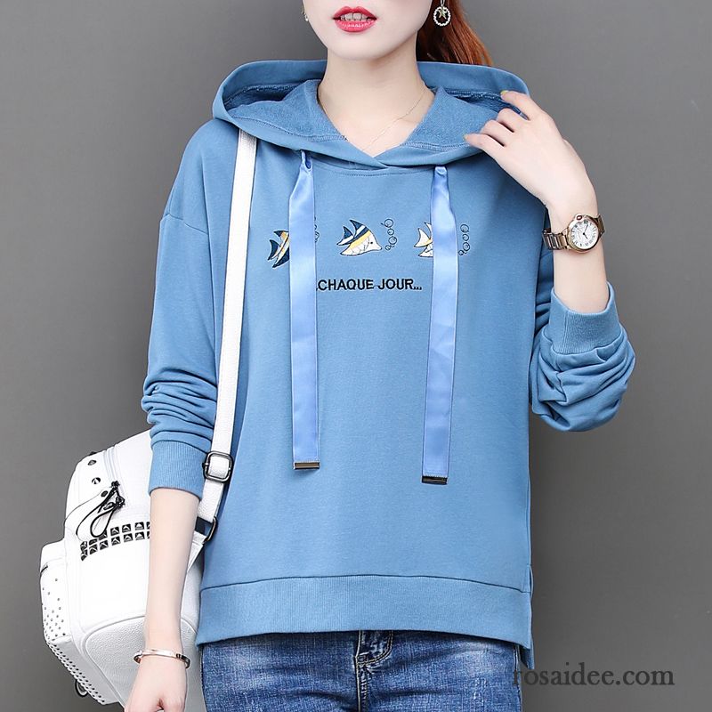 Hoodie Damen Schüler Trend Allgleiches Hoodies Mit Kapuze Mode Blau