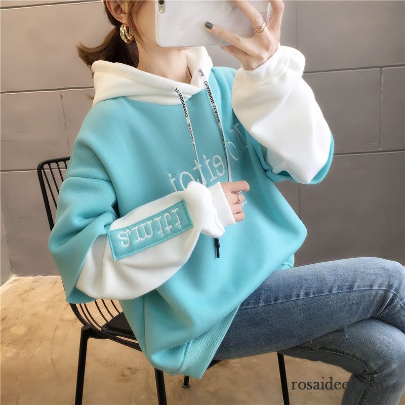 Hoodie Damen Winter Mantel Schüler Verdickung Mädchen Mit Kapuze Blau