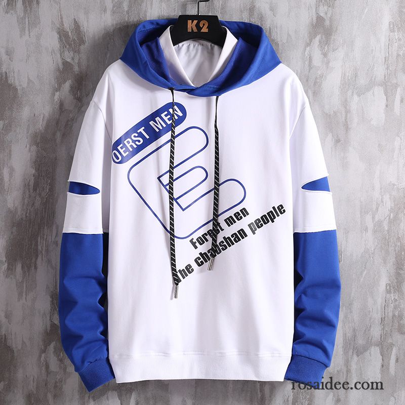 Hoodie Herren Baumwolle Drucken Hoodies Groß Mit Kapuze Mantel Blau