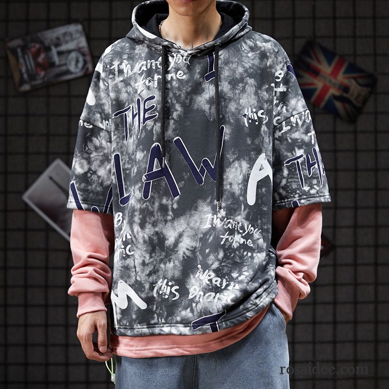 Hoodie Herren Graffiti Trend Überzieher Mit Kapuze Hoodies Herbst Grau