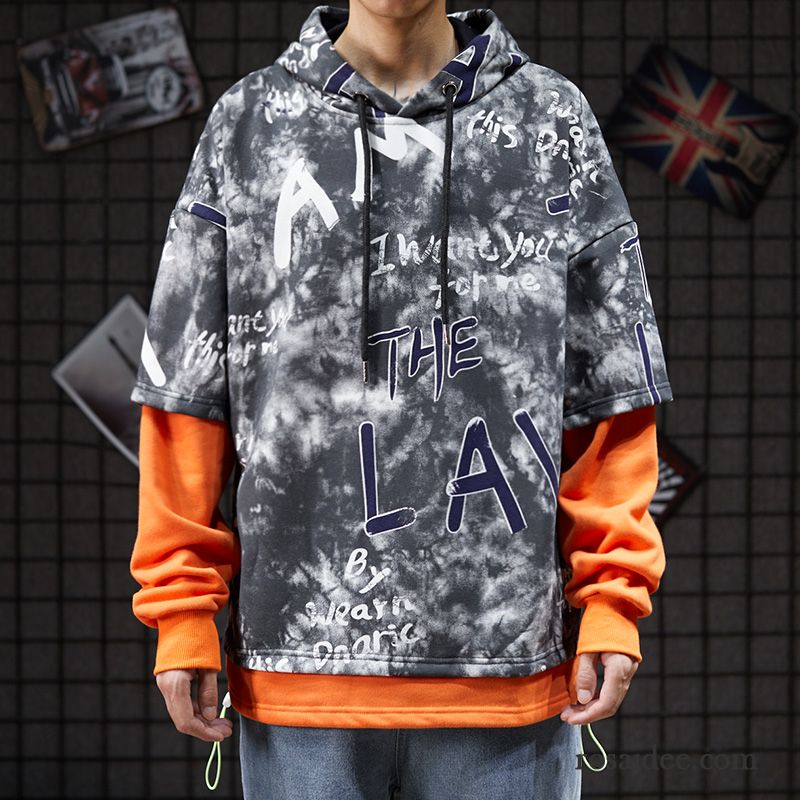 Hoodie Herren Graffiti Trend Überzieher Mit Kapuze Hoodies Herbst Grau