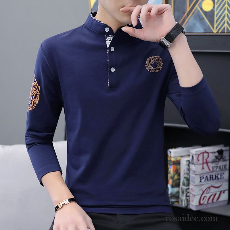 Hoodie Herren Lange Ärmel Schlank Unteres Hemd Trend T-shirts Feder Weiß
